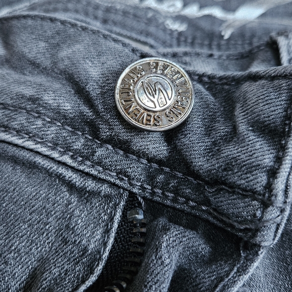 SEVEN 7 Jeans Womens Size 10 Straight Leg Pants Distressed Black Denim Seven7 - Picture 9 of 12